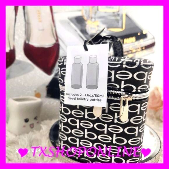 ❣️❣️ {Bebe} Faux Leather Logo Cosmetics Carryall Zip Traincase 💄💄 - Picture 4 of 5